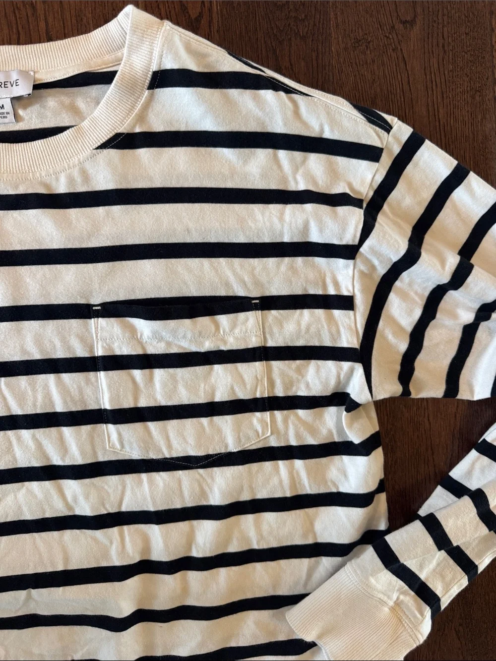 Evereve Black and White Striped Long Sleeve Tee